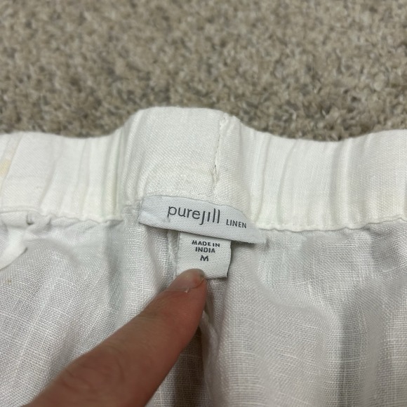 Pure J Jill Linen Pants Womens Medium White Crop Roll Up Boho Pull On - Picture 7 of 10
